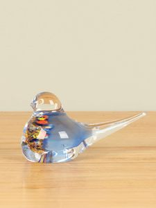 Glazen vogeltje blauw, 7 cm