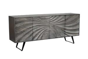 Massief houten dressoir HURRICANE 175cm grijs acacia 3D-ontwerp - 44390