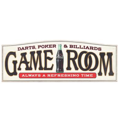 Coca-Cola Game Room Houten Bord - 62 x 22cm