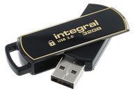 Integral 32GB Secure 360 Encrypted USB 3.0 USB flash drive USB Type-A 3.2 Gen 1 (3.1 Gen 1) Zwart, Goud