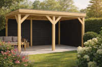 Overkapping Bodegraven 500x340 cm Douglas blank met vuren rabat wanden (incl. EPDM)- - - Van Kooten