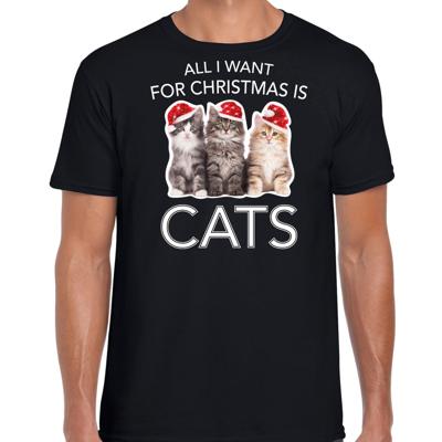 Kitten Katjes Kersttrui t-shirt - All i want for Christmas is cats - zwart - voor heren - kleding Kitten Katjes Kersttrui t-shirt - All i want for Christmas is cats - zwart - voor heren - kleding