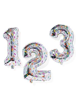 HEMA Folieballon cijfers 0-9 confetti XL zilver (zilver)