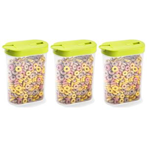 Voedselcontainer strooibus - 3x - groen - inhoud 1 liter - kunststof - 15 x 7 x 19 cm