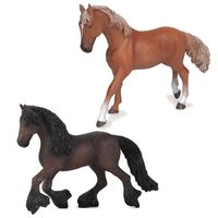 Plastic speelgoed boerderijdieren set van 2x stuks paarden - thumbnail