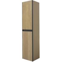 Wiesbaden Lotus Kolomkast 35 cm - Naturel Eik & Mat Zwart - Modern Design