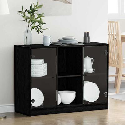 Dressoir Zwart eiken 102 x 37 x 75.5 cm Bewerkt hout