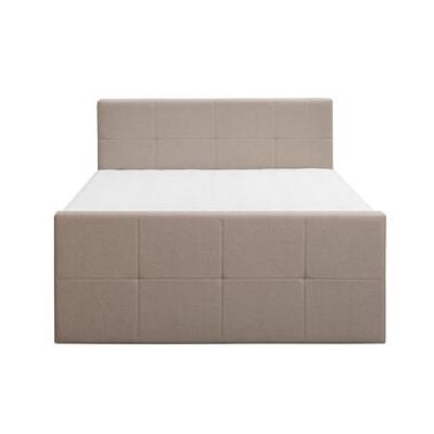 Boxspring met voetbord Liv geblokt - beige - 160x200 cm - slanke poot - Leen Bakker
