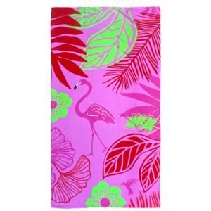 Strand/badlaken - flamingo print - 90 x 170 cm - microvezel   -