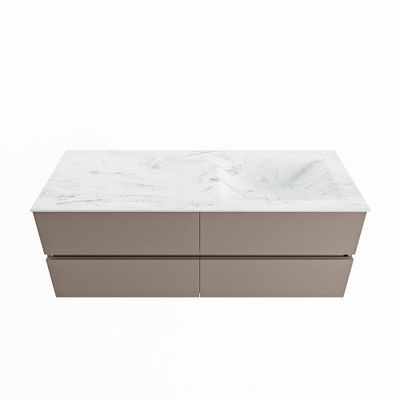 MONDIAZ VICA-DLUX 130cm badmeubel onderkast Smoke 4 lades. Inbouw wastafel CLOUD rechts 1 kraangat, kleur Opalo.