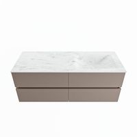 MONDIAZ VICA-DLUX 130cm badmeubel onderkast Smoke 4 lades. Inbouw wastafel CLOUD rechts 1 kraangat, kleur Opalo.