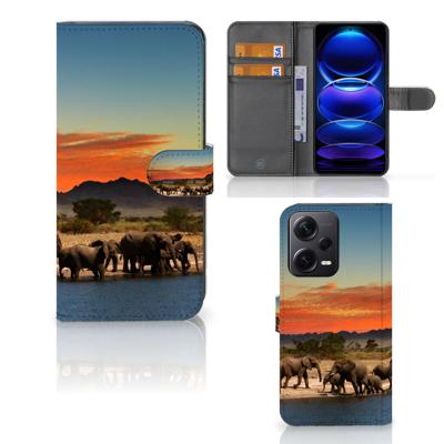 Xiaomi Poco X5 Pro | Note 12 Pro 5G | Telefoonhoesje | Met pasjeshouder | Olifanten