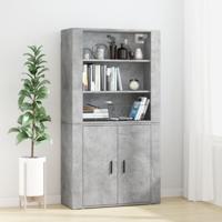 Hoge kast bewerkt hout betongrijs