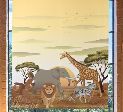Dieren rolgordijnen Afrikaans tekenfilmlandschap
