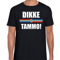 Dikke tammo met vlag Groningen t-shirts Gronings dialect zwart voor heren - thumbnail