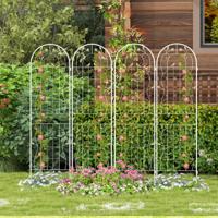 2-delige set Metalen Klimrekken Decoratieve Tuinhek Vrijstaande Klimhulp 180 cm x 50 cm Wit