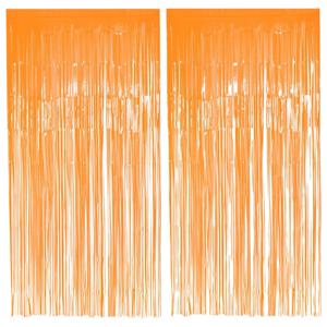 Folie deurgordijn/feestgordijn - 2x - neon fluor oranje - 100 x 200 cm - Versiering/feestartikelen