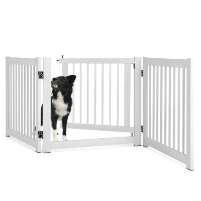 Opvouwbaar 3-Delig Hondenhek van Dennenhout voor Deuren / Trappen 61cm Hoog Wit
