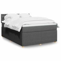 Boxspring met matras stof donkergrijs 140x190 cm