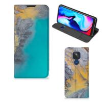 Motorola Moto G9 Play | Standcase | Marble Blue Gold
