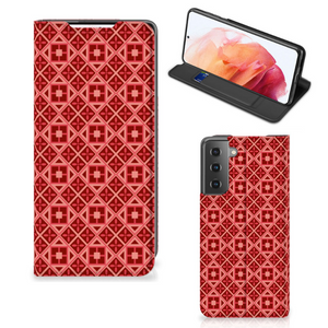 Samsung Galaxy S21 Hoesje met Magneet Batik Rood