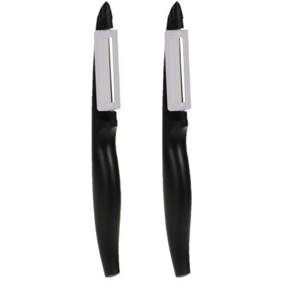 Dunschiller/aardappelmesje - 2x stuks - kunststof - zwart
