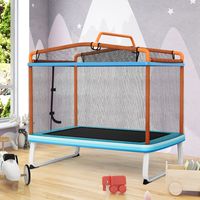 3 In 1 Rechthoekige Kindertrampoline voor Buiten met Schommel & Horizontale Rekstok Tuintrampoline met Veiligheidsnet 190 x 124 cm