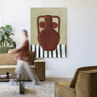 Urban Cotton Wandkleed 'Vivid Vase 10' 110 x 145cm in Frame - black