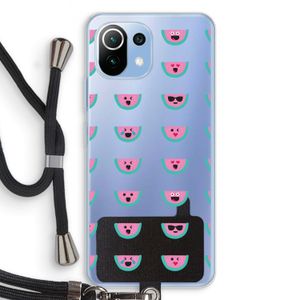 Smiley watermeloenprint: Xiaomi Mi 11 Lite Transparant Hoesje met koord