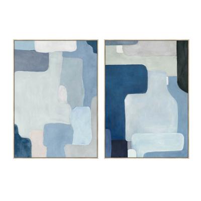 Schilderij Home ESPRIT Blauw Abstract Stads 100 x 4 x 140 cm (2 Stuks)