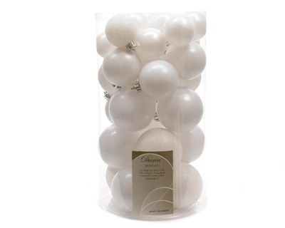 Kerstbal plastic glans-mat-glitter assorted winterwit - Ksd
