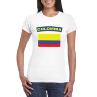 T-shirt met Colombiaanse vlag wit dames - thumbnail