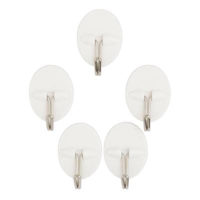 Concorde Badkamer en keuken ophanghaakjes - zelfklevend - 5x stuks - kunststof - wit
