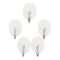 Concorde Badkamer en keuken ophanghaakjes - zelfklevend - 5x stuks - kunststof - wit