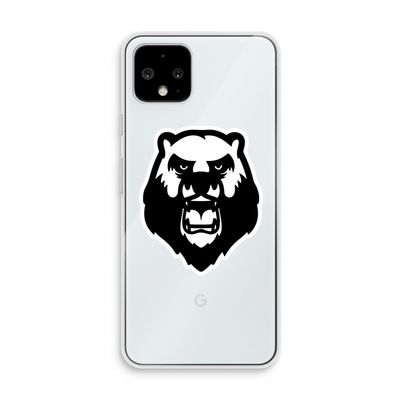 Angry Bear (white): Pixel 4 Transparant Hoesje