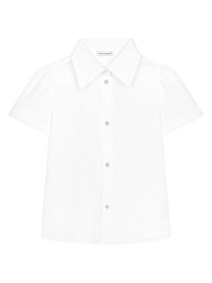 Dolce & Gabbana Kids chemise en coton à logo appliqué - Blanc