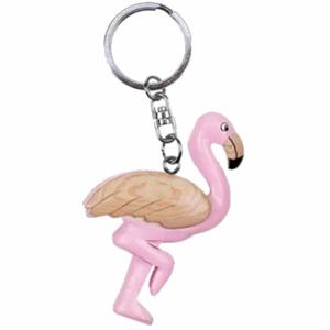 Sleutelhanger flamingo - roze - ca. 7 cm - hout - dierensleutelhanger - vogelfiguur
