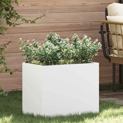 Tuin Bloempot Wit 50 x 32 x 40 cm Koudgewalst staal