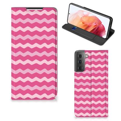 Samsung Galaxy S21 | Hoesje met Magneet | Waves Pink