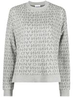 GANNI pull à logo en maille intarsia - Gris