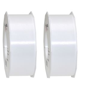 3x XL hobby/decoratie witte kunststof sierlinten 4 cm/40 mm x 91 meter