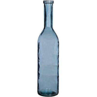 Flesvaas groot - Rioja - blauw transparant - eco glas - 18 x 75 cm