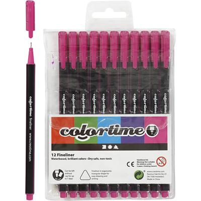 Colortime fineliners, lijndikte 0,6-0,7 mm, cyclaam, 12 stuk/ 1 doos