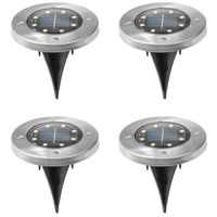 Set van 4x stuks solar tuinlampen/grondspots op zonne-energie 12 cm