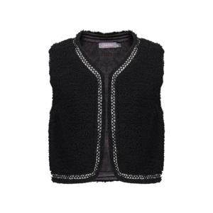 Geisha winter gilet meisjes - zwart - zigzag, teddy borduursel