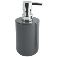 Zeeppompje/zeepdispenser Porto - PS kunststof - donkergrijs/zilver - 7 x 16 cm - 260 ml