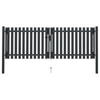 Dubbele poort met deur staal 300x75 cm antraciet