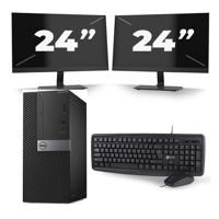Dell Optiplex 7050 Tower - Intel Core i7-6e Generatie - 16GB RAM - 256GB SSD - Windows 11 + 2x 24 inch Monitor
