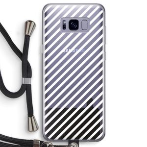 Strepen zwart-wit: Samsung Galaxy S8 Transparant Hoesje met koord