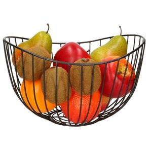 Metalen fruitmand/fruitschaal zwart rond 31 x 21 x 29 cm